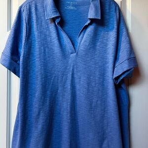 Talbots Woman's Blue Short-Sleeve Polo Shirt
